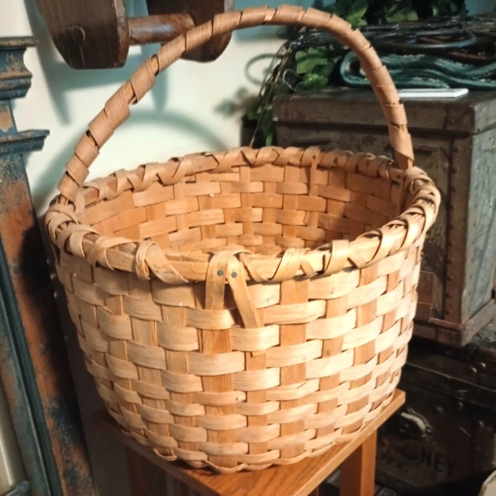 Beautiful Antique Handwoven Gathering Basket